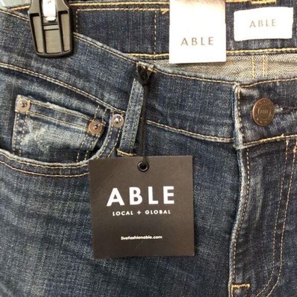 ABLE Womens Jeans The Skinny Aracelly 25 Distressed Leg Mid Rise - Picture 9 of 9